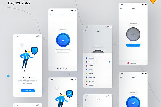 VPN 服务类app ui sketch资源分享