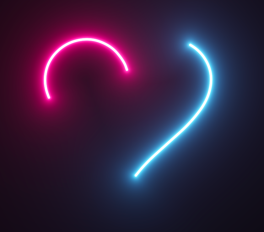 线性发光的爱心canvas动效