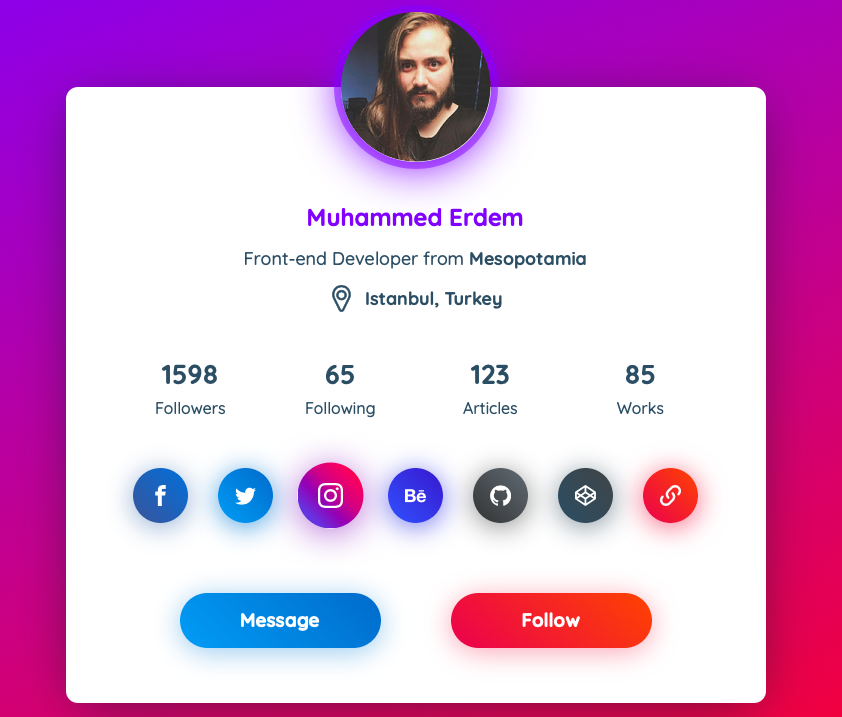 [亲测]css3个人信息UI卡片样式代码