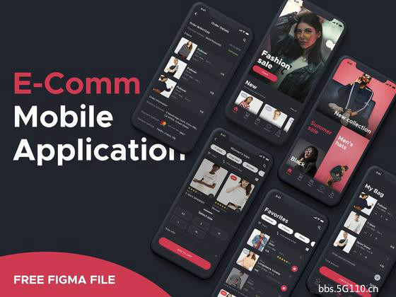深色主题成套电商app ui .fig素材下载,UI素材下载,UI资源分享