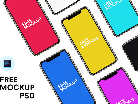 白色与黑色 iPhone XS 模板，PSD